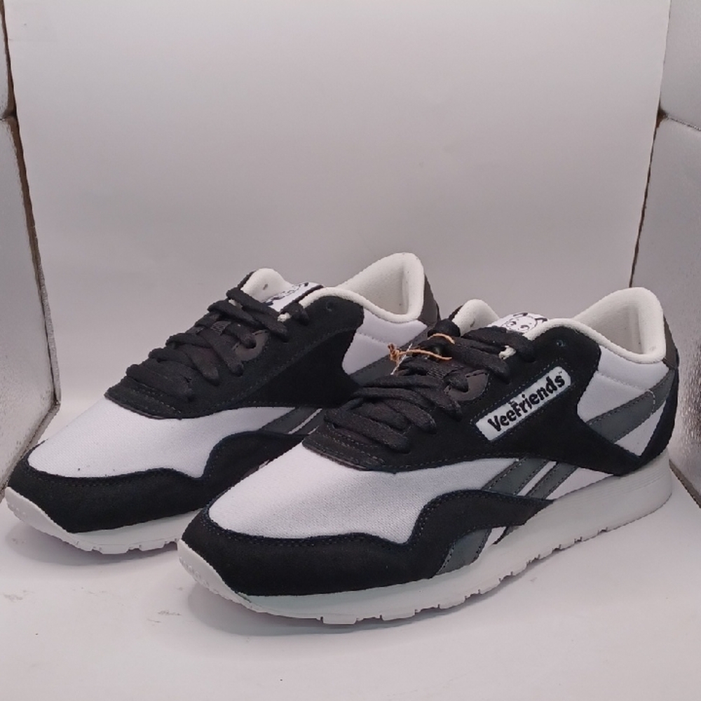NEW Reebox X Ortholite Classic Nylon Sneaker-Black/Grey/White Men Size 9.5 US